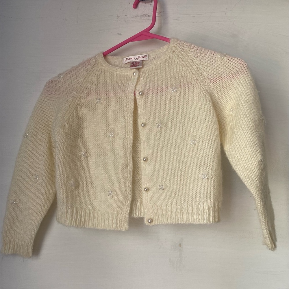Emma’s Garden Vintage Style Dressy Beaded Sweater - Acrylic/Mohair S 6X